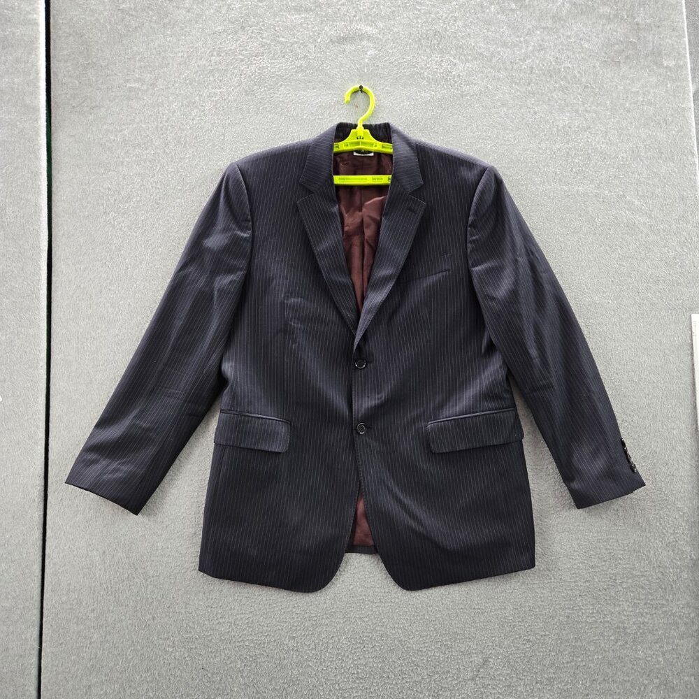 Burberry London Men Blazer 54R Charcoal Striped Pinstripe Suit Jacket‎ READ